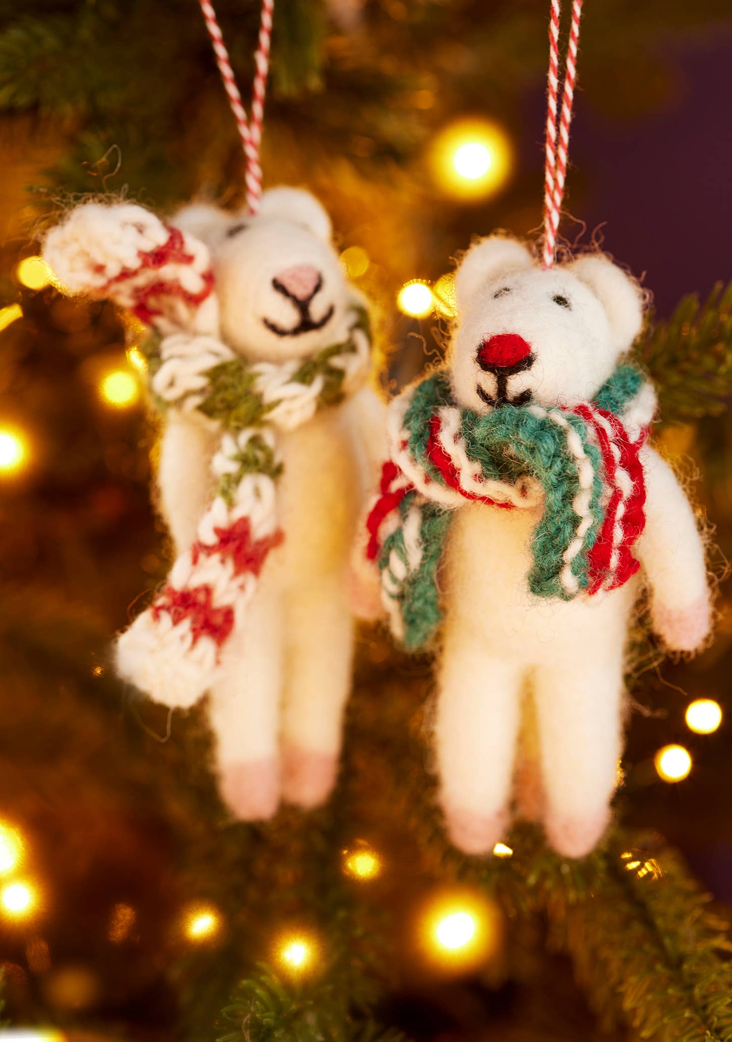 Felt Mice with Handknit Scarf Decoration