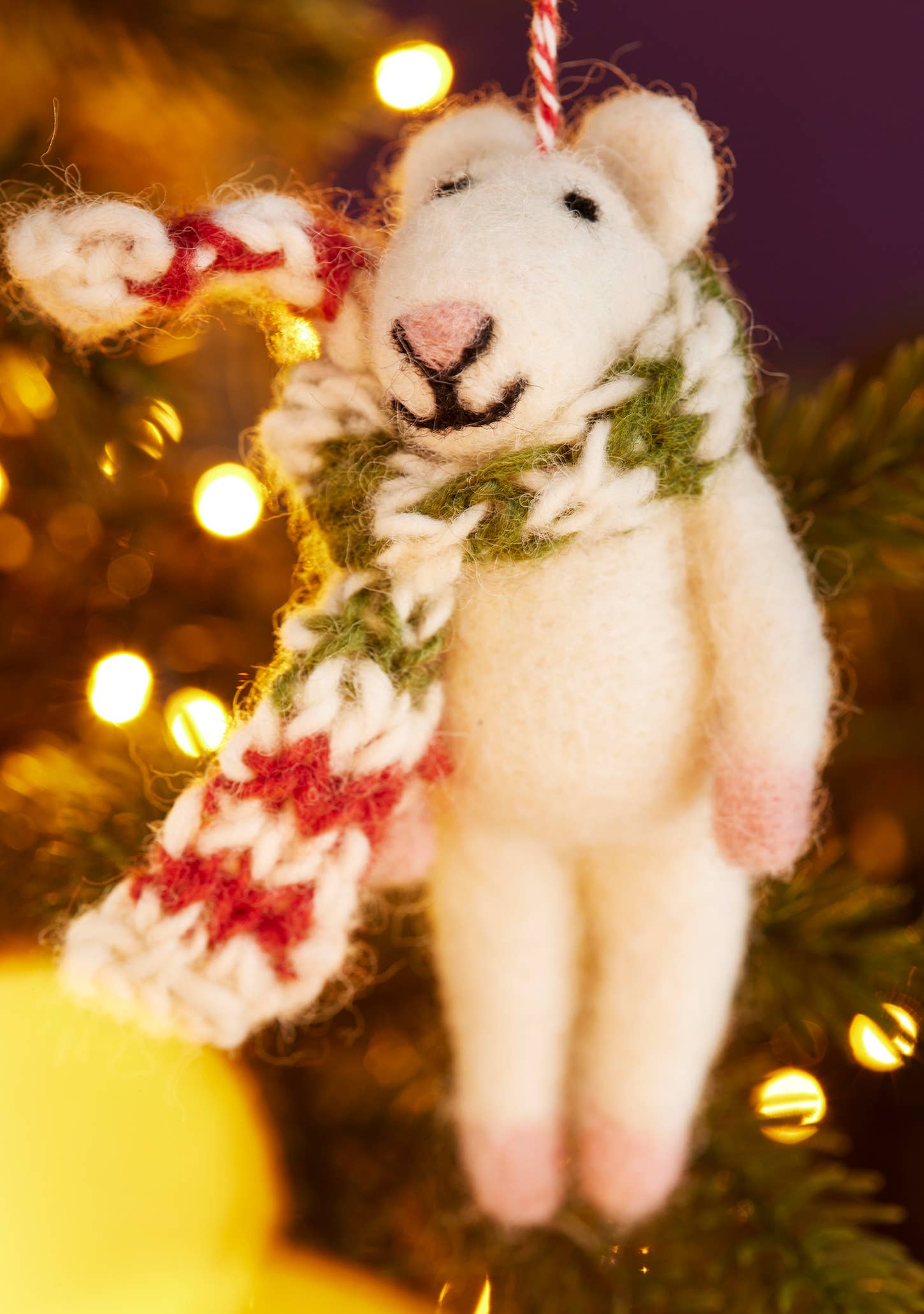 Felt Mice with Handknit Scarf Decoration