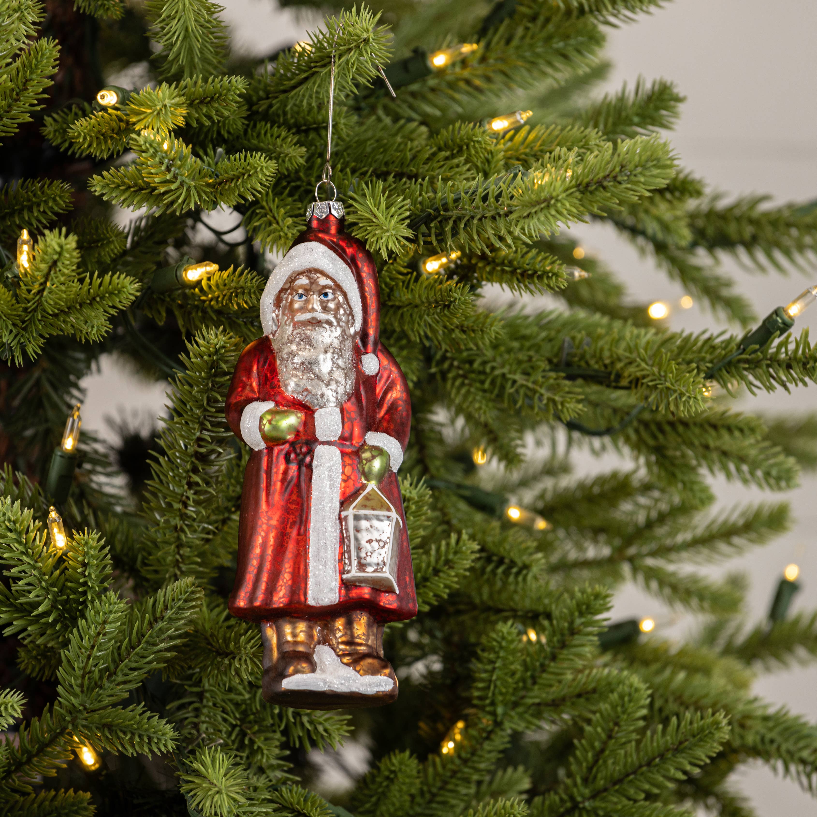 7" Santa with Lantern Ornament