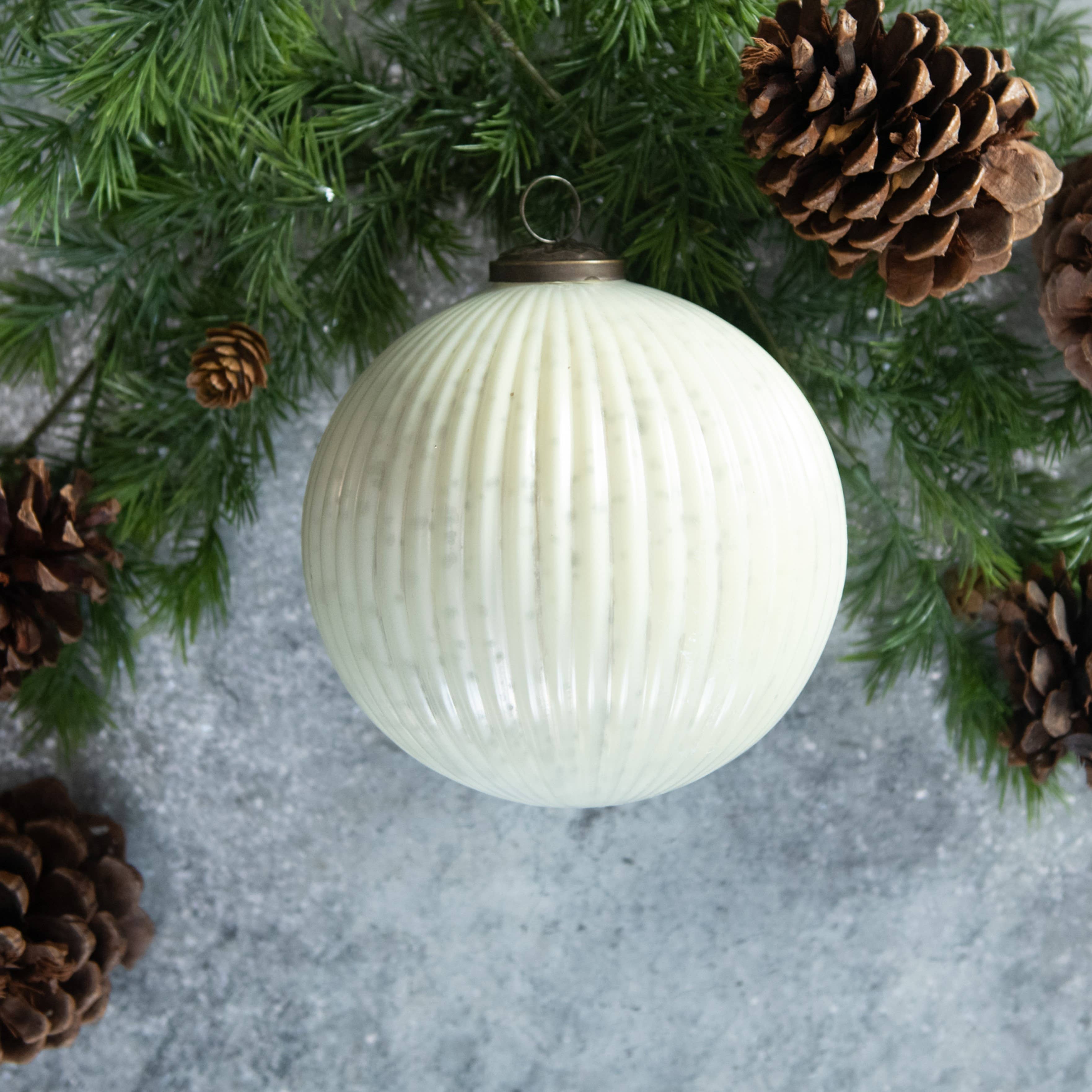 6" Ribbed Kugel Glass Ornament
