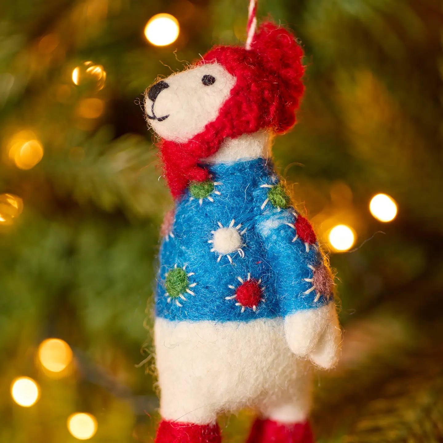 Felt Embroidered Skating Bear Decoration