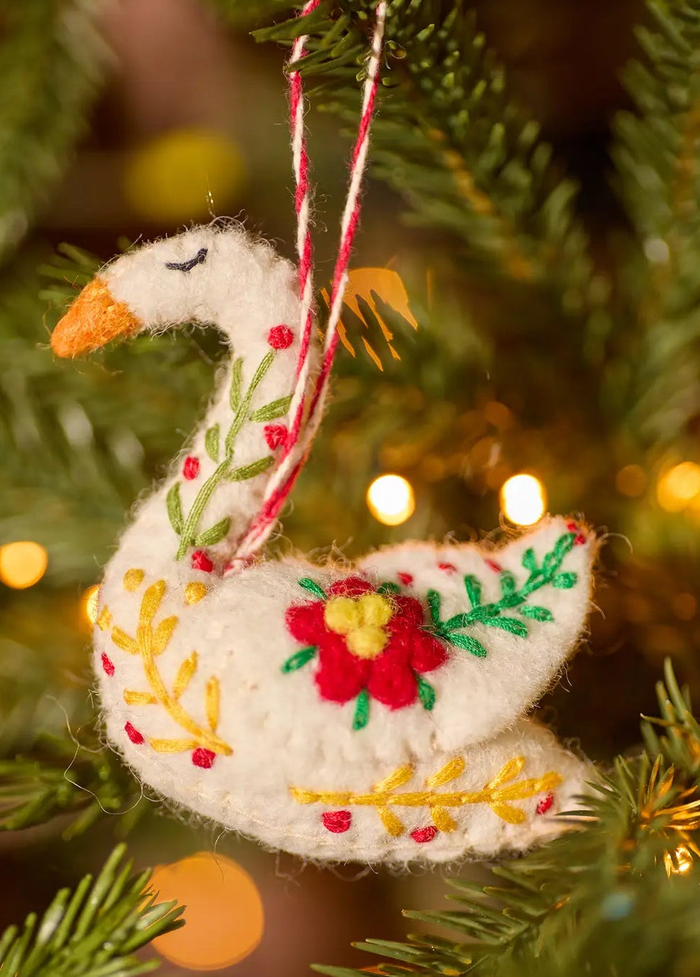 Felt Embroidered Swan Decoration