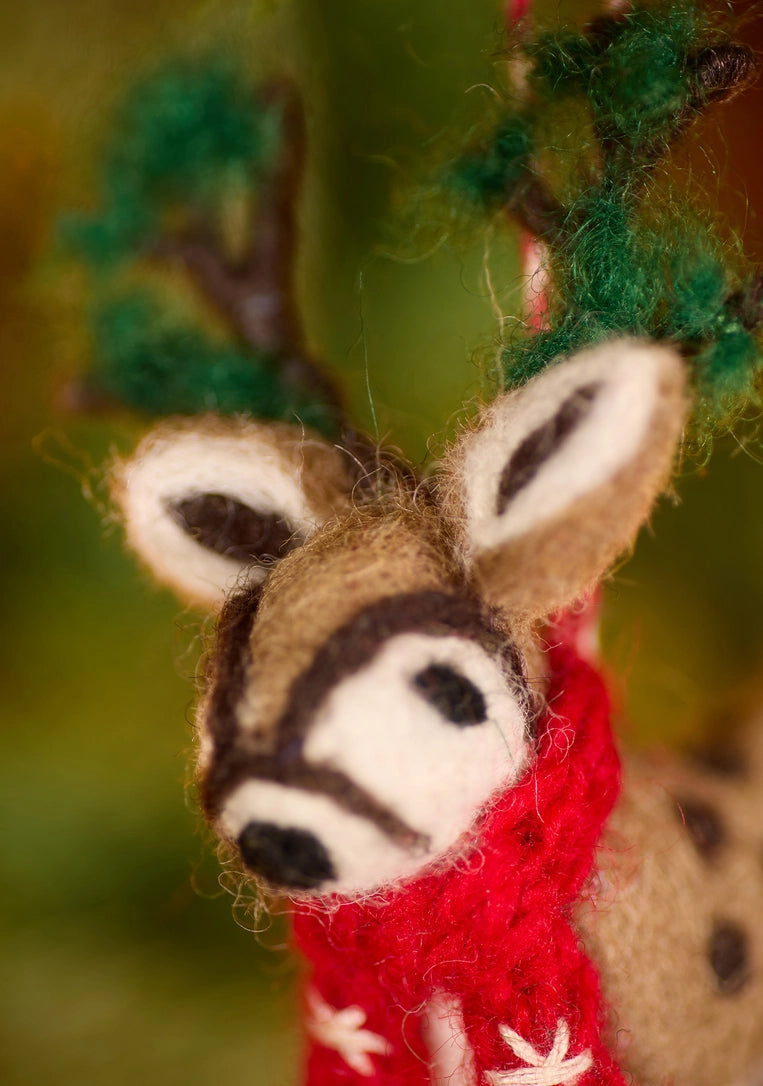 Felt Embroidered Reindeer Decoration