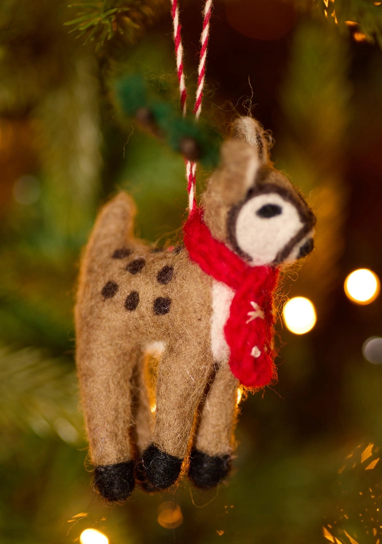 Felt Embroidered Reindeer Decoration