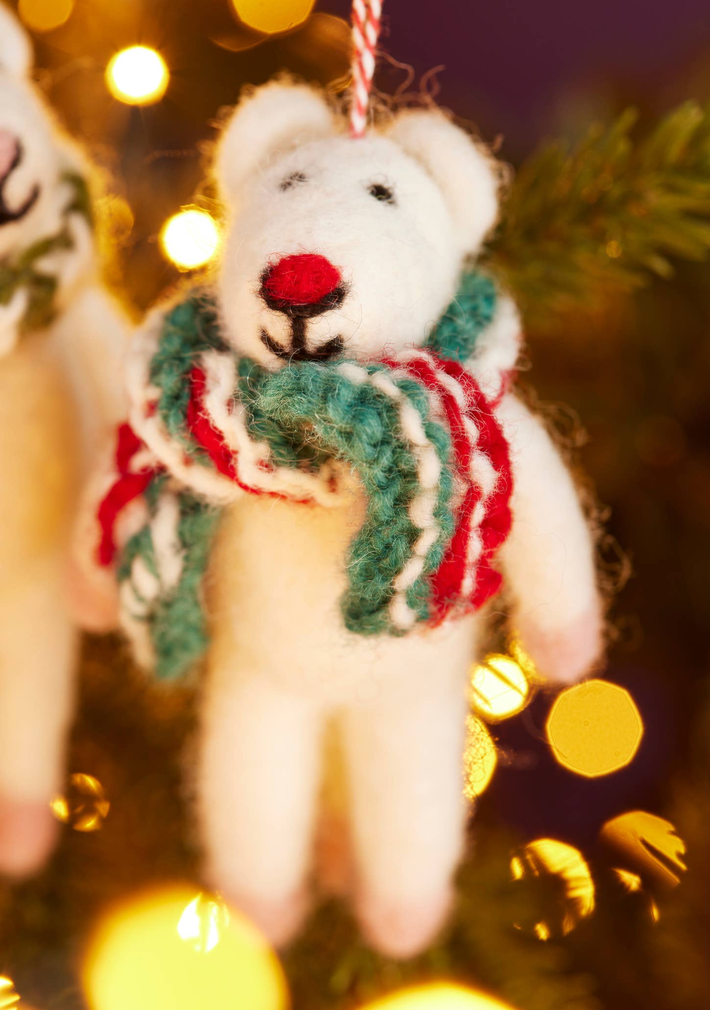 Felt Mice with Handknit Scarf Decoration